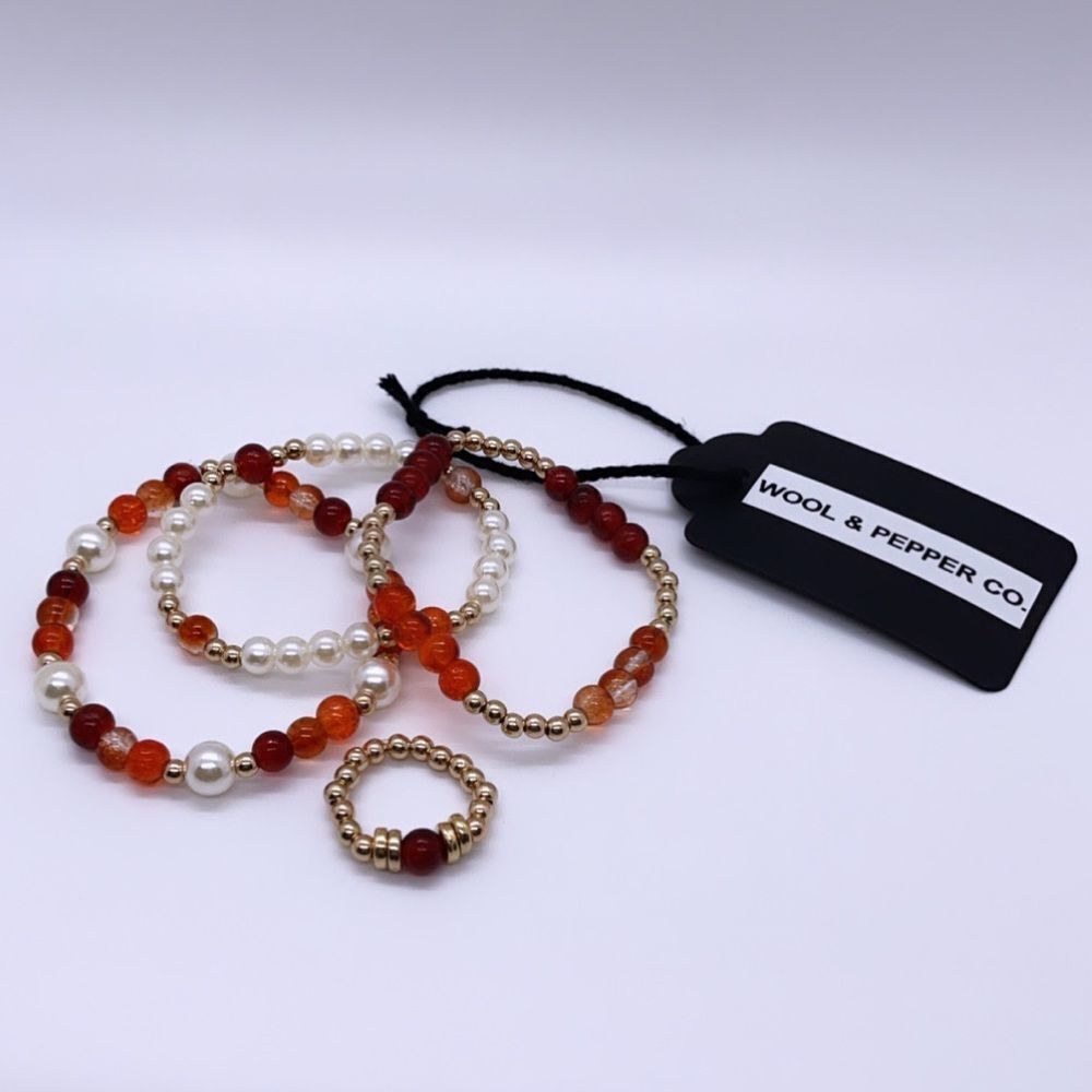 Wool + Pepper Co. Red & Gold Matching Jewelry Set